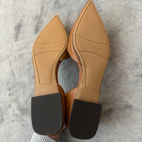 Franco Sarto Neiman Leather Pointed Toe Ballet Flats Shoes Brown Cognac 7.5 - Picture 5 of 6